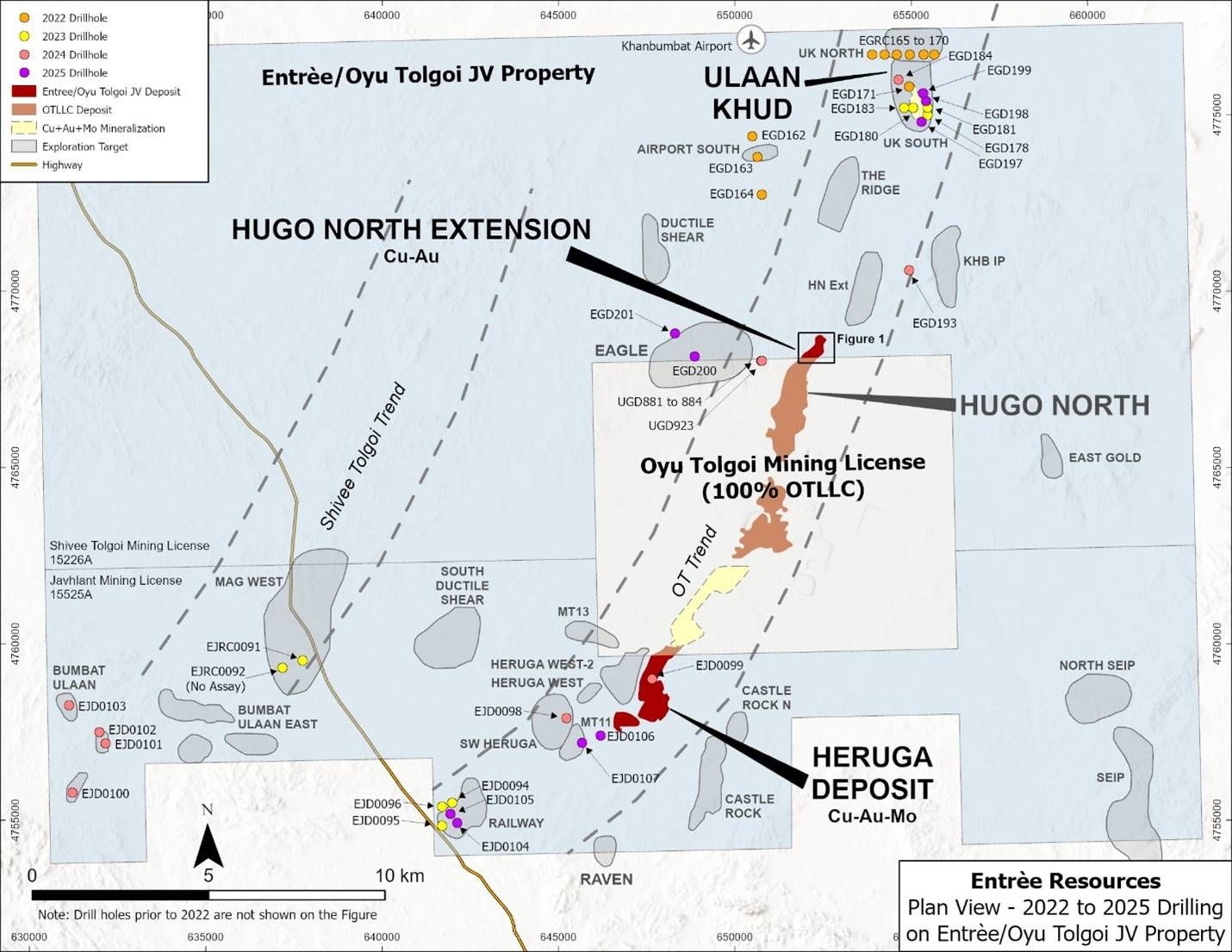 Plan View of 2022-2025 Regional Drill Holes