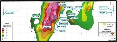 Figure 1 – Lion Drill holes reported in this news release (CNW Group/Power Metallic Mines Inc.)