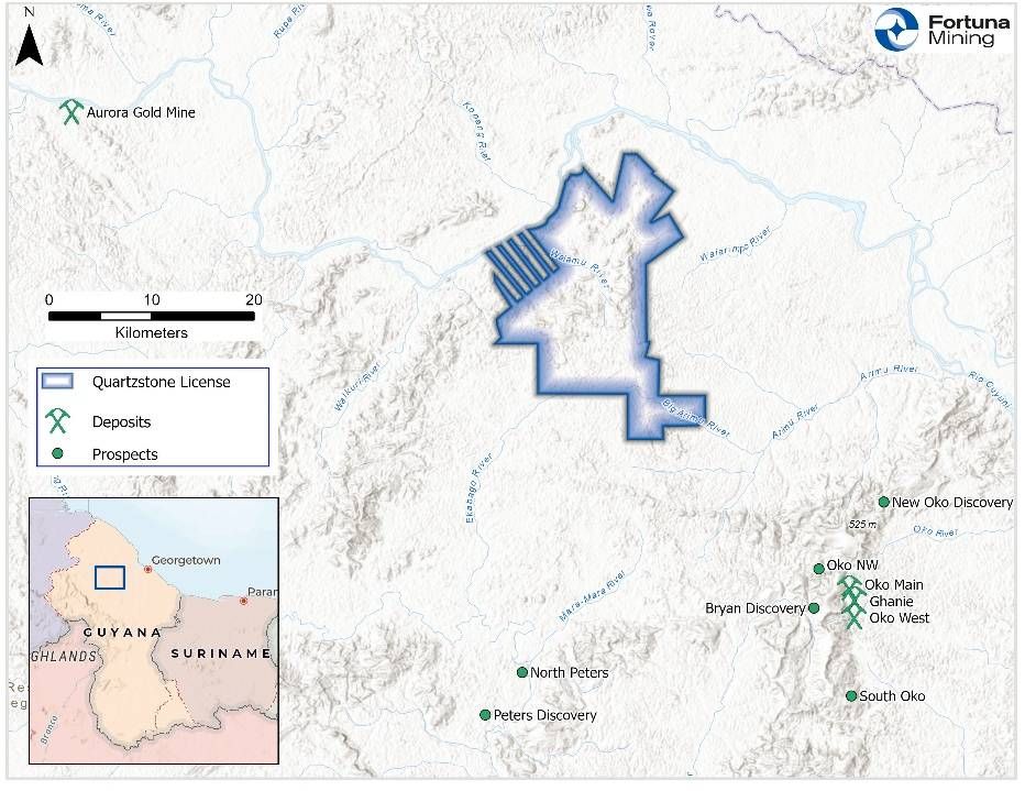 Figure 1: Location of Quartzstone Project, Guyana
