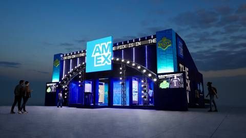 Exterior rendering of the Amex Fan Experience at the 2026 NFL Draft