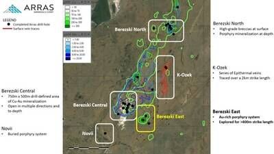 Figure 1. Berezski Trend showing principal targets (CNW Group/Arras Minerals Corp.)