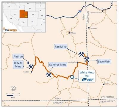 Figure 1: IsoEnergy's uranium projects in southeast Utah. (CNW Group/IsoEnergy Ltd.)