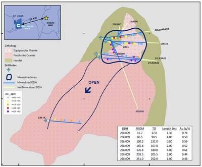 Figure 3. Geological surface map (Apparent width intercepts) (CNW Group/Orvana Minerals Corp.)