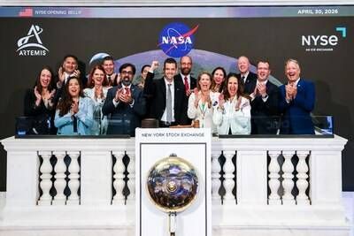 NASA chief Jared Isaacman celebrates Artemis II at the NYSE.