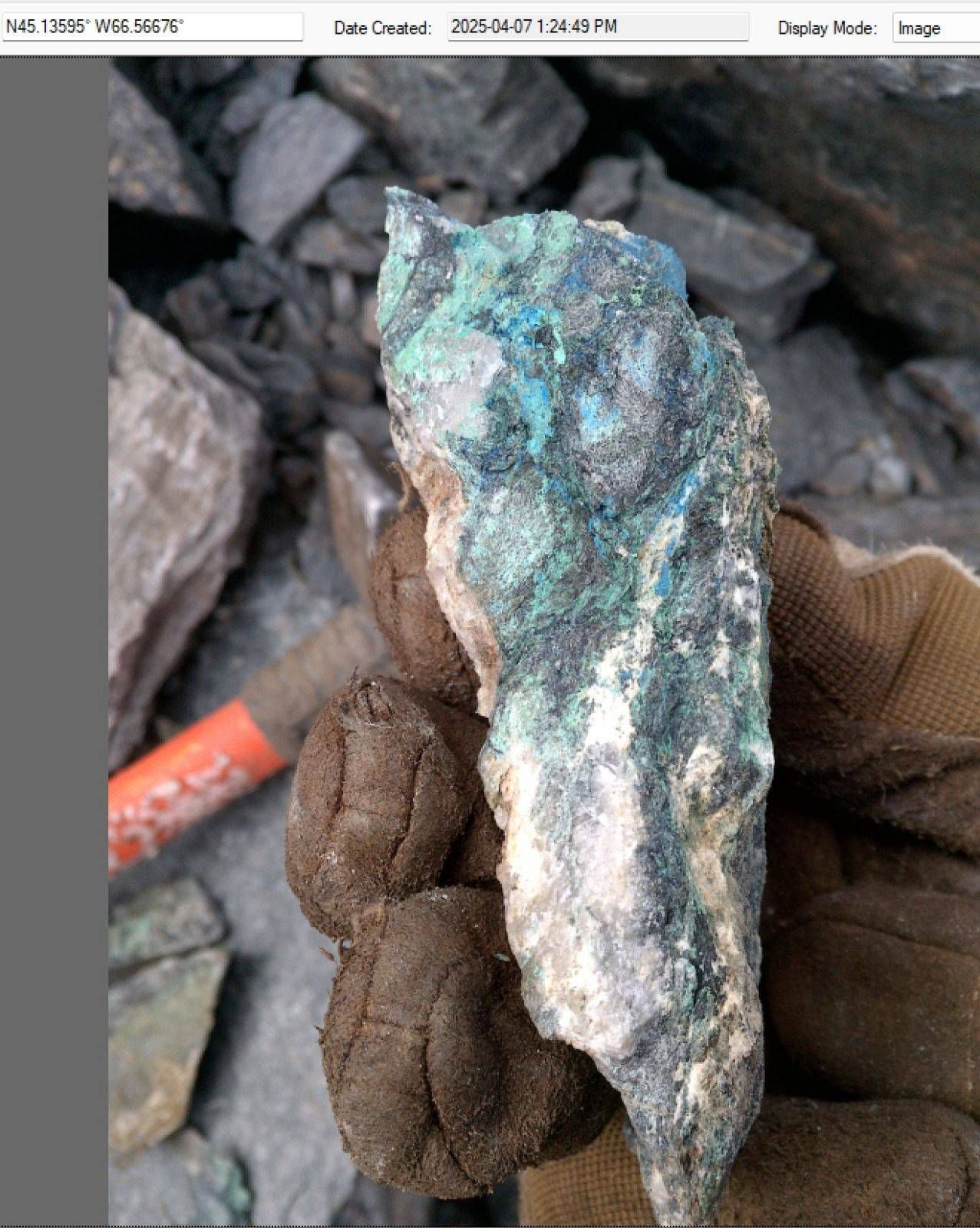rock chip demonstrating copper mineralization 3