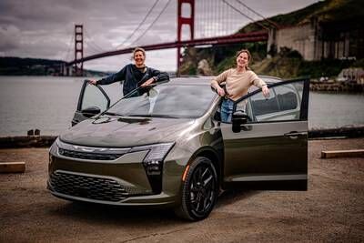 Nena Barlow (L) and Sara Lacey team up to take on the inaugural Trinitē Rally in the new 2027 Chrysler Pacifica