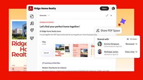 The productivity agent powers new sharing and publishing capabilities in PDF Spaces, an AI-powered workspace where you can combine files, links and notes to do research, get insights and create content.