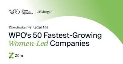 The Women Presidents Organization (WPO) has named Zūm to its list of the 2026 50 Fastest Growing Women-Owned/Led Companies™, supported by J.P. Morgan Commercial Banking.