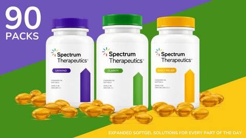 Clarity, Unwind, and Daily Relief 90-pack softgel formats are available now to patients through Spectrum Therapeutics