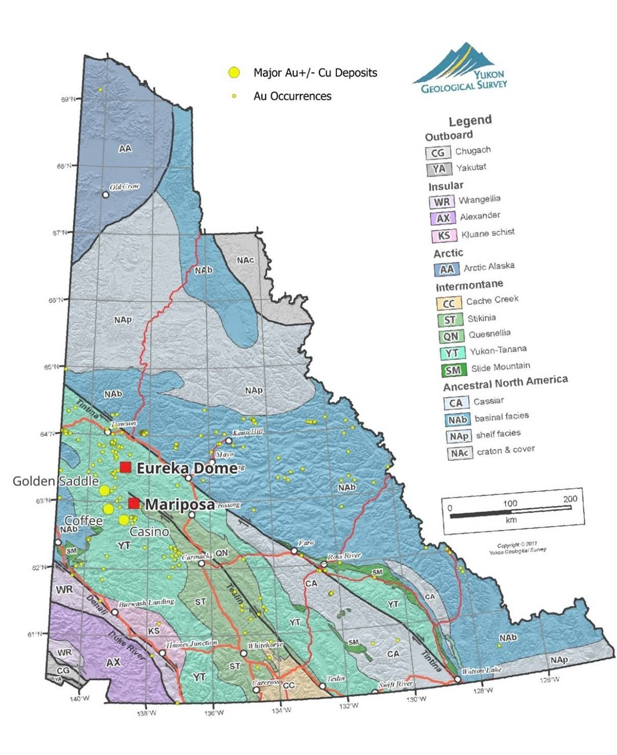 Location of Mariposa & Eureka Dome properties.