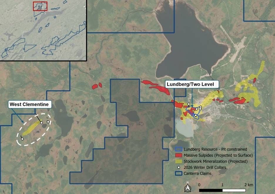 Buchans Project Plan view map with targets and drill collar locations