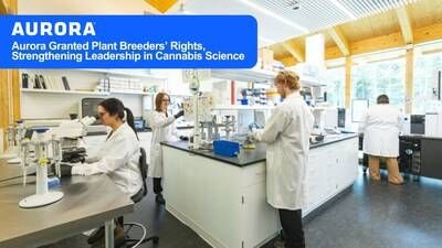 Canadian grant protects Aurora‑developed genetics bred through the company's advanced research and breeding program (CNW Group/Aurora Cannabis Inc.)