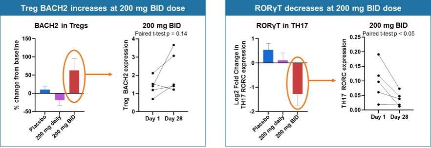 Inhibiting ITK Regulates Switch to Treg from Th17 - Increased BACH2 and Reduced RORγT Expression measured using scRNAseq.