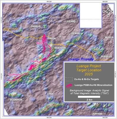 Figure 4: Location of the Babylon Ni/Cu Target in respect to the Luanga deposit. (CNW Group/Bravo Mining Corp.)