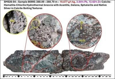 Figure 4. Drill Core Photo Illustrations - SMS26-04 High-Grade Samples (CNW Group/GR Silver Mining Ltd.)