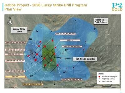 Lucky Strike Plan View May 20, 2026 (CNW Group/P2 Gold Inc.)