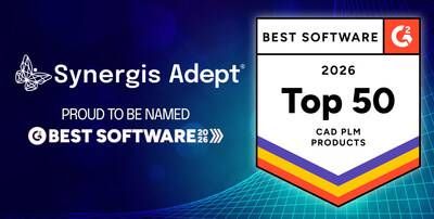 Synergis Adept named to G2's 2026 Best Software Awards as a Top 50 CAD & PLM Product (PRNewsfoto/Synergis Software)