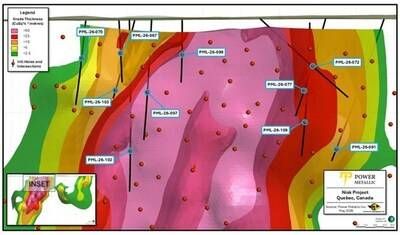 Figure 1 – Lion Zone MRE Drill holes reported in this news release (CNW Group/Power Metallic Mines Inc.) Figure 1 – Lion Zone MRE Drill holes reported in this news release (CNW Group/Power Metallic Mines Inc.)