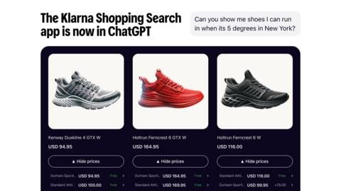 The Klarna Shopping Search app is live in ChatGPT