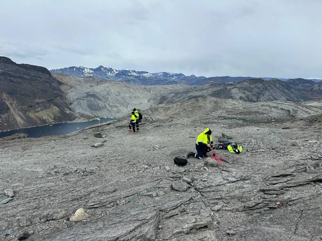 CRML field crews marking out Upper Fjord resource drilling and bulk sample mark out
