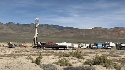 Water well drilling rig at Gabbs Project, Nevada
