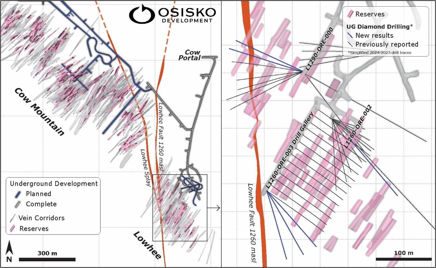 Location and overview of ongoing Lowhee Zone underground definition infill and near mine exploration diamond drilling