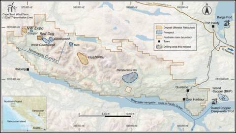 Figure 1: North Island Project Showing Location of Deposits and Prospects