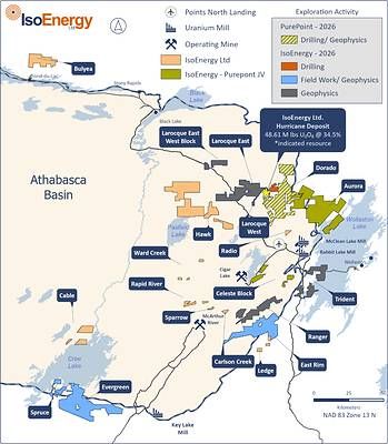 Figure 3 – Location of IsoEnergy's exploration projects in the eastern Athabasca Basin showing planned summer exploration work.