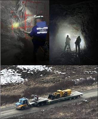 Figure 5 – Pictures of GMS mining crew mobilization to the Lucky Shot Mine site and underground exploration development activities underway in the West Drift Extension. Figure 5 – Pictures of GMS mining crew mobilization to the Lucky Shot Mine site and underground exploration development activities underway in the West Drift Extension.