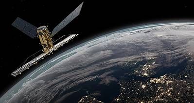 A rendering of the MDA CHORUS™ C-Band SAR satellite, the basis for the RADARSAT Constellation Mission replenishment satellite, built by MDA Space.