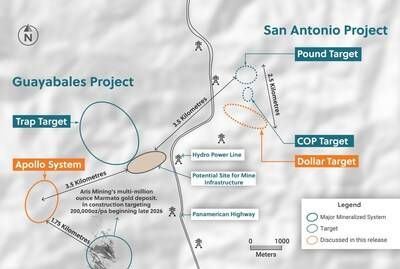 Figure 4: Plan View of the Guayabales Project Highlighting the Apollo System (CNW Group/Collective Mining Ltd.) Figure 4: Plan View of the Guayabales Project Highlighting the Apollo System (CNW Group/Collective Mining Ltd.)