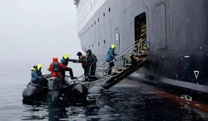 Embarking via the marine doors