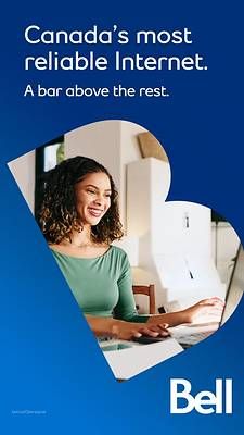 Canada's most reliable Internet - image of woman and Bell logo