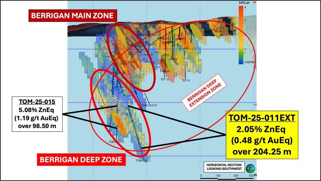 Horizontal section of Berrigan Deep Zone, looking southwest