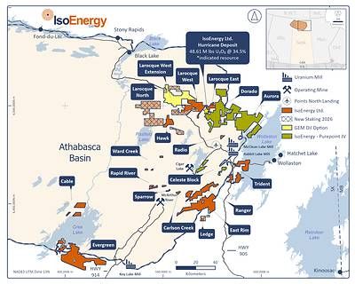 Figure 2 – Location of IsoEnergy claims in the Athabasca Basin added in 2026 through staking and through an option agreement with GEM Oil Inc.