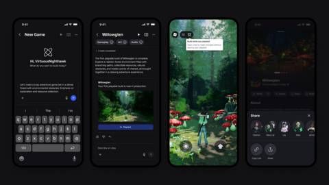 Build flow: Prompt, Refine, Playtest, Share Final product features and appearance may differ.