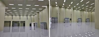 Construction Partially Completed for Formation Process Clean Room with Humidity Control (approximately 5,480 sq.ft.) in Main Industrial Warehouse at Battery Cell Expansion Facility