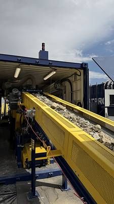 Sample material from Perpetua Resources enters the modular mineral processing plant. 