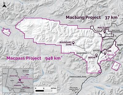 Map 1: Macpass Project and Mactung Project locations