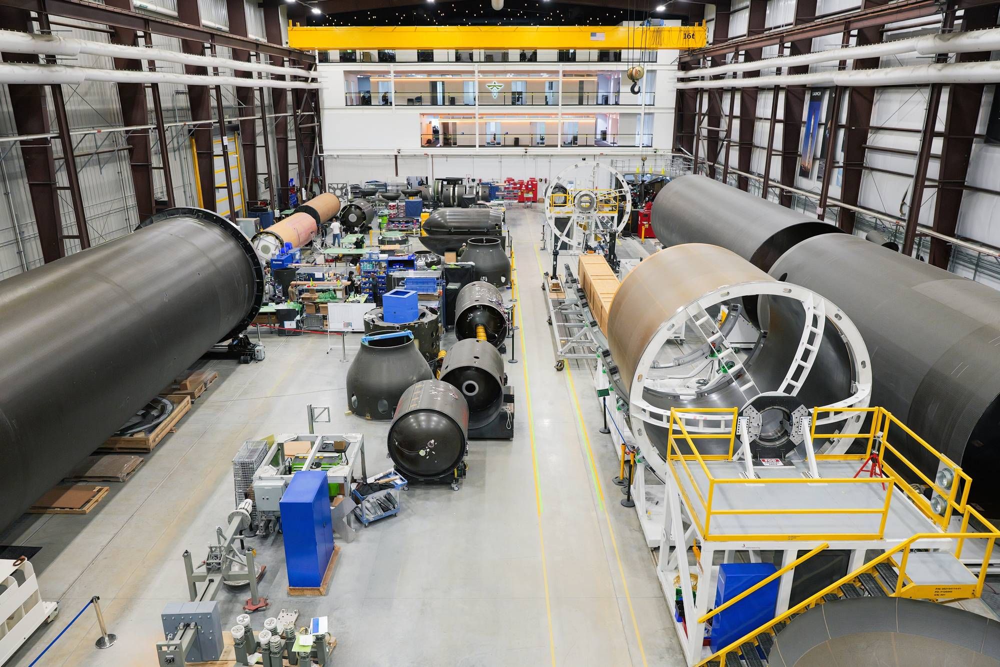 Launch and spacecraft vehicles in assembly at the Rocket Ranch, which supports ramped up capacity of carbon composite tanks and structures