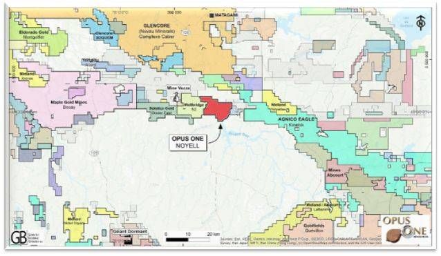 Noyell property geology and gold targets