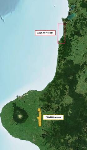 Image: Taranaki Basin, NZ. TAWN licences (NZEC permits)