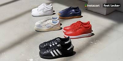 Foot Locker, Kids Foot Locker, and Champs Sports are now available on Instacart for delivery in as fast as an hour with no markups