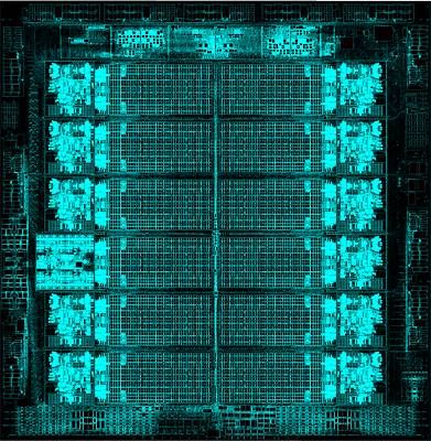 A CAD layout of IBM's dual-architecture processor chip, designed with Arm. 
