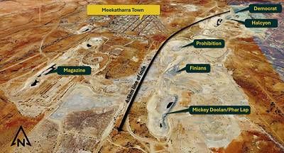 Figure 5: Paddy's Flat historical mining areas and brownfields targets