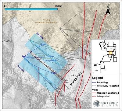 Figure 4. Plan view of the Las Maras target showing the drill holes reported in this release (Table 2). Coordinates are in the UTM system, zone 18N, and WGS84 projection. Figure 4. Plan view of the Las Maras target showing the drill holes reported in this release (Table 2). Coordinates are in the UTM system, zone 18N, and WGS84 projection.