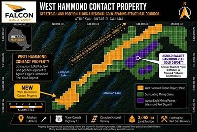 Image 1. West Hammond Contact Property in relation to Agnico Eagles's Hammond Reef