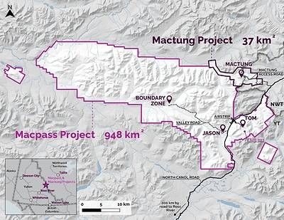Map 1: Macpass Project and Mactung Project locations