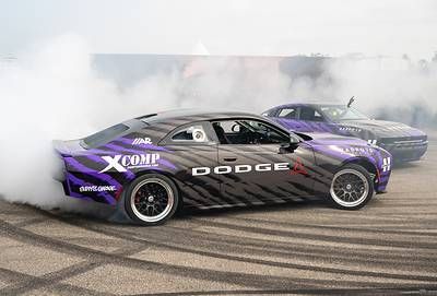 Fresh off their crowd-stopping debut at Roadkill Nights, the Dodge and Hemmings SIXPACK-powered Charger Scat Pack drift cars are heading west for their first appearance in California, at the GRIDLIFE Laguna Seca Festival, Sept. 18-20, at Laguna Seca raceway.