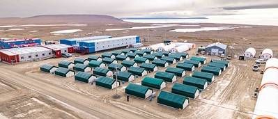 Aerial view of ATCO-provided camp in support of Operation Nanook, a Department of National Defence initiative being held in Resolute Bay. 